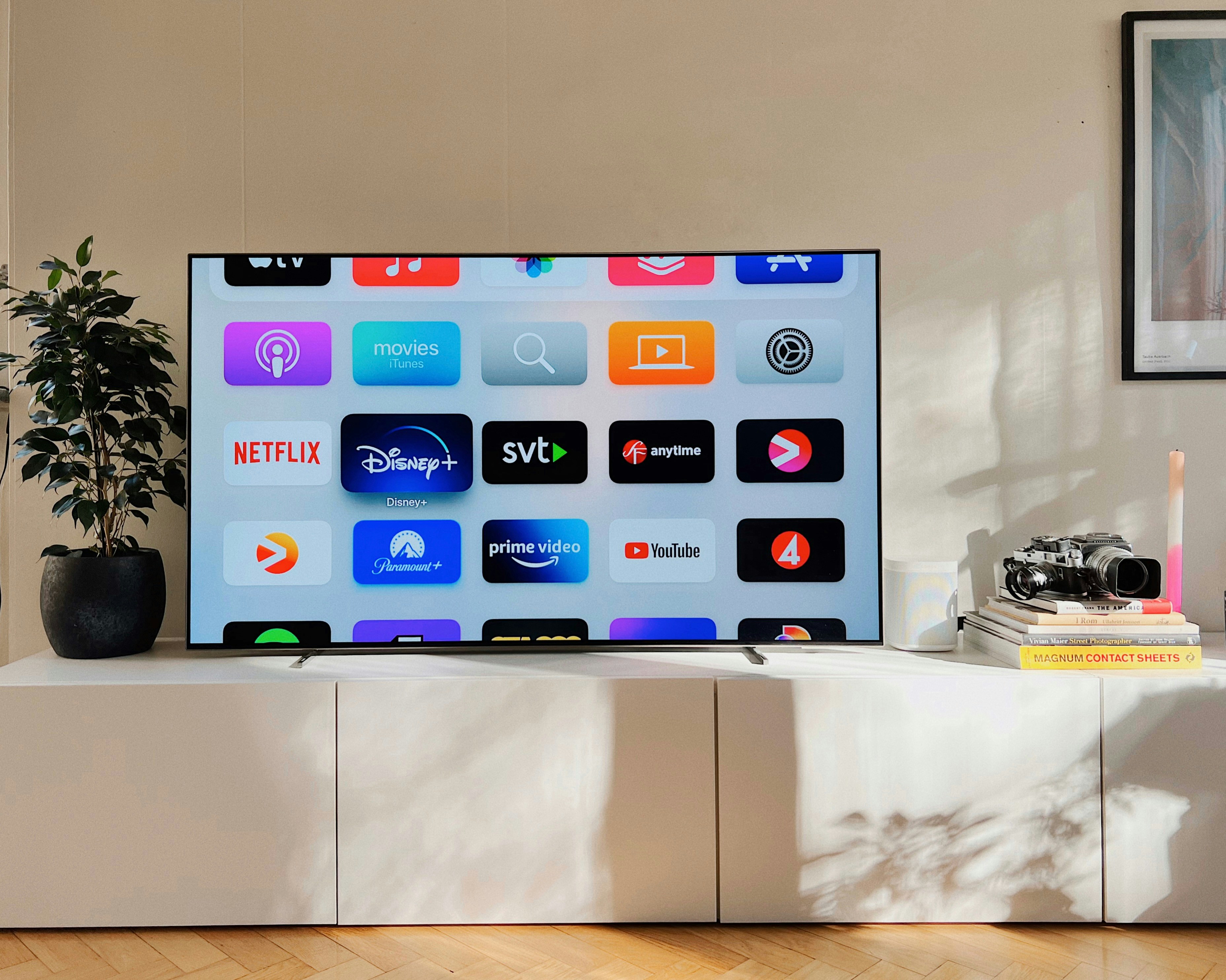 Modern television setup in a living room