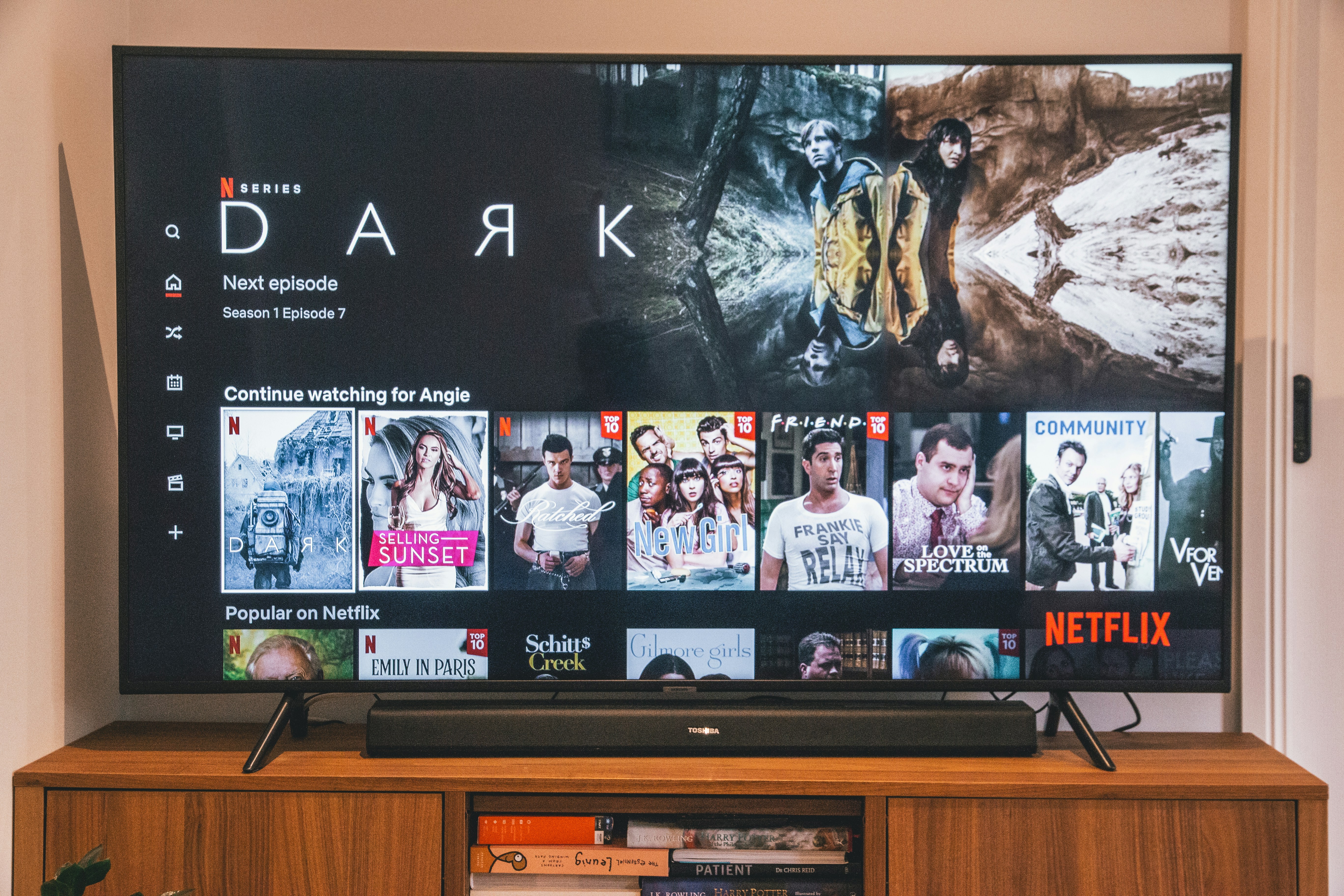 High-definition television display showing sports content